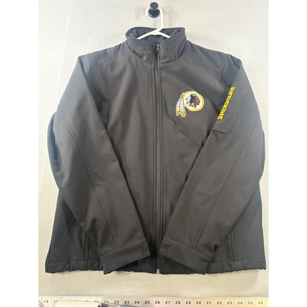 NFL Washington Redskins Softshell Jacket Black Full Zip Fleece Lined Mens Medium